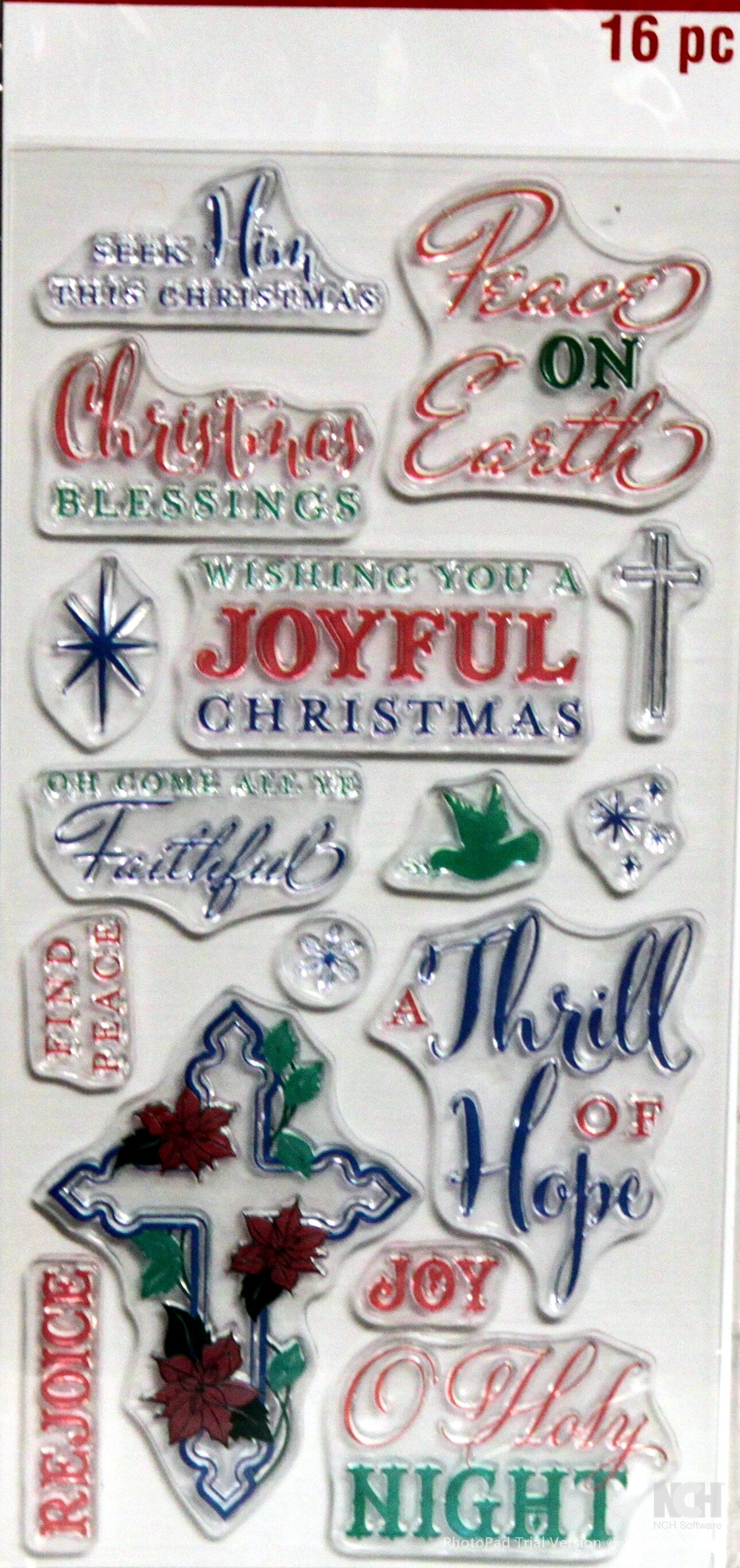 Recollections Christmas Faith Sentiments Clear Cling Stamps Set-16 Pieces