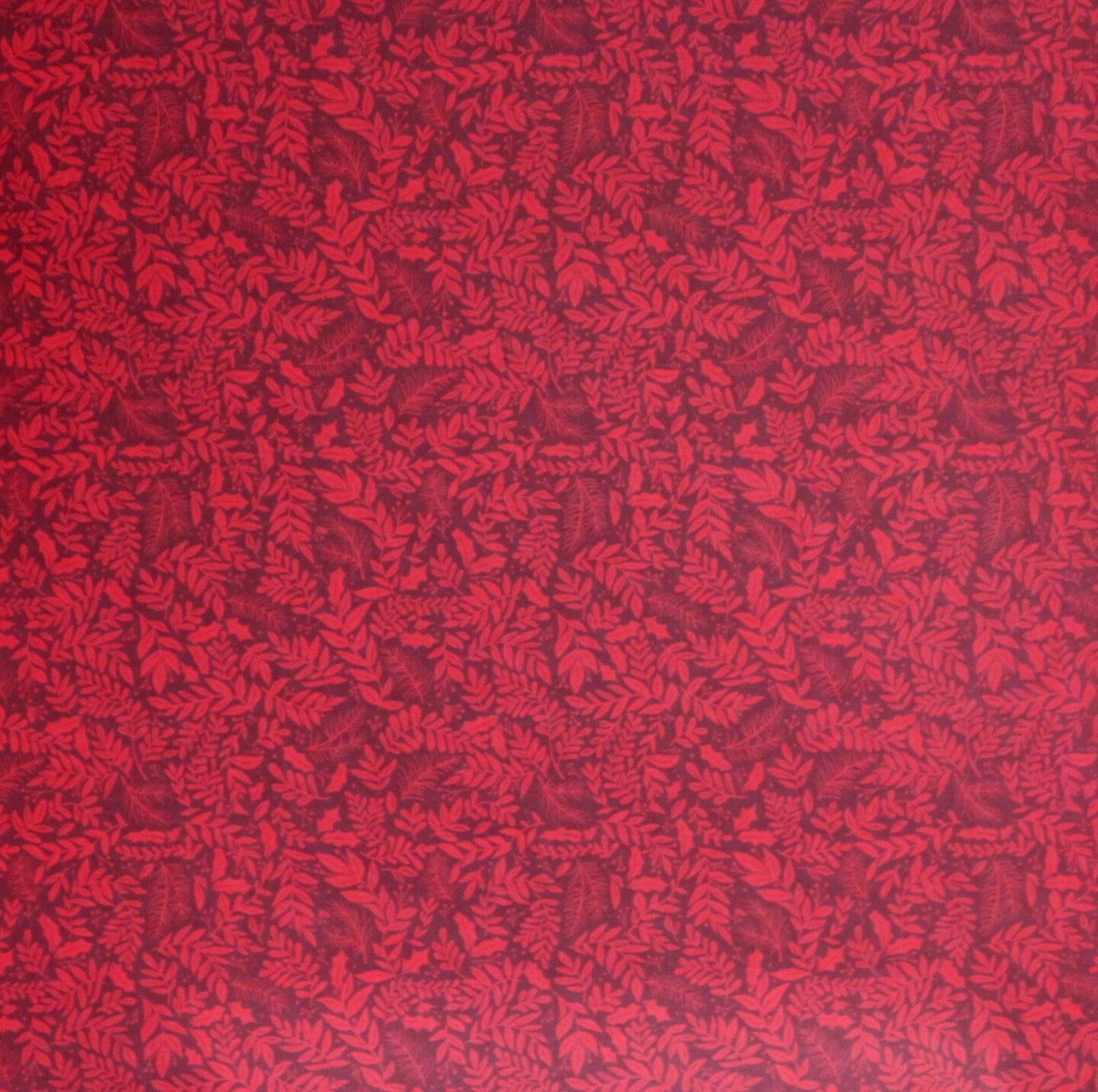 Recollections Peace On Earth Dark Red Leaves 12 x 12 Light Cardstock Paper