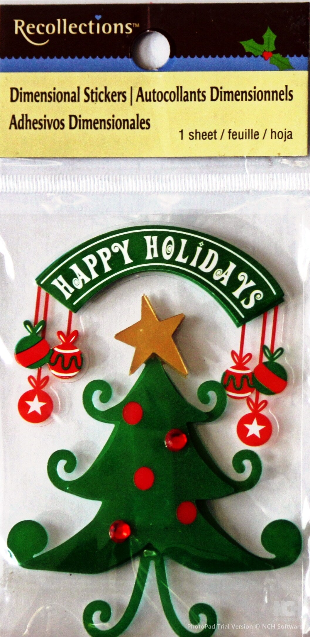 Recollections Vintage Christmas Tree Dimensional Stickers