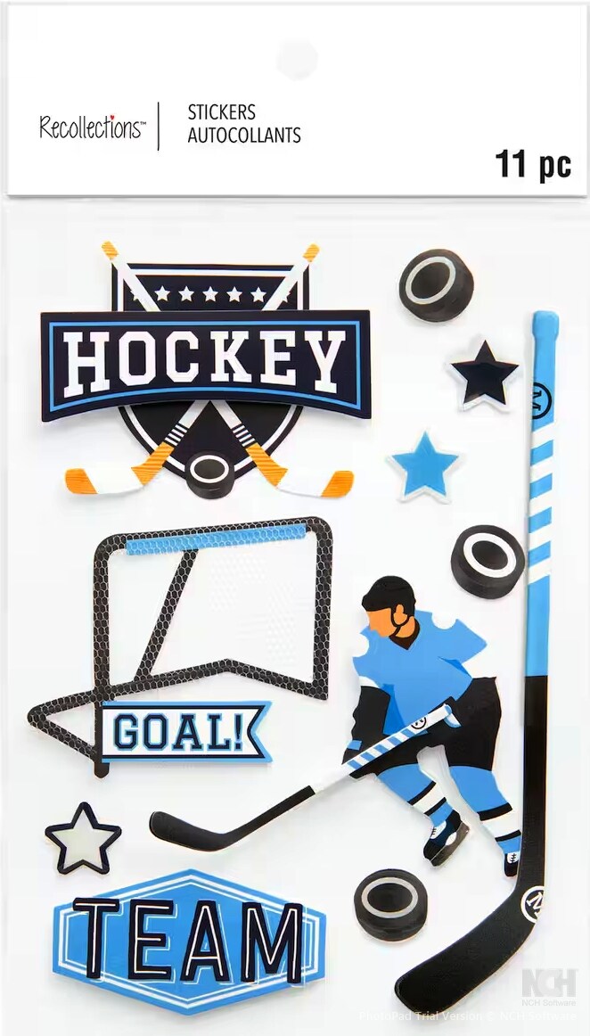 Recollections Hockey Dimensional Stickers - SCRAPBOOKFARE