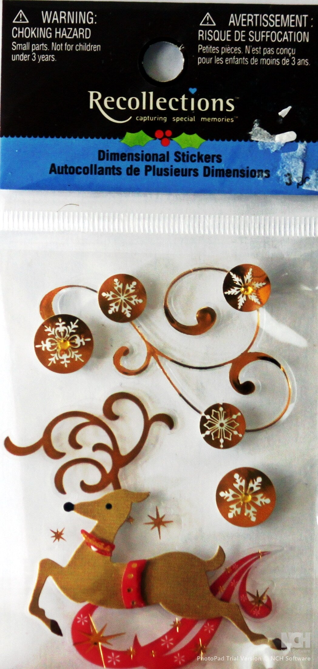 Recollections Vintage Christmas Reindeer Dimensional Stickers