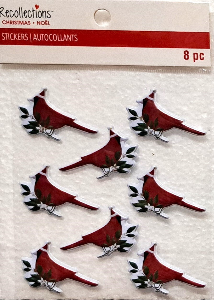 Recollections Christmas Cardinals Dimensional Puffy Stickers