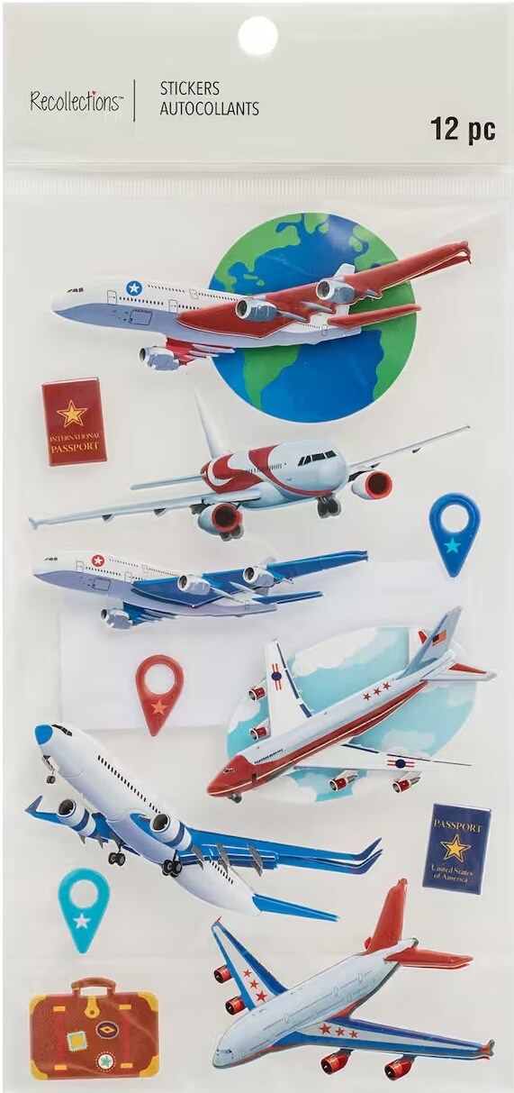 Recollections Airplanes Dimensional Stickers - SCRAPBOOKFARE