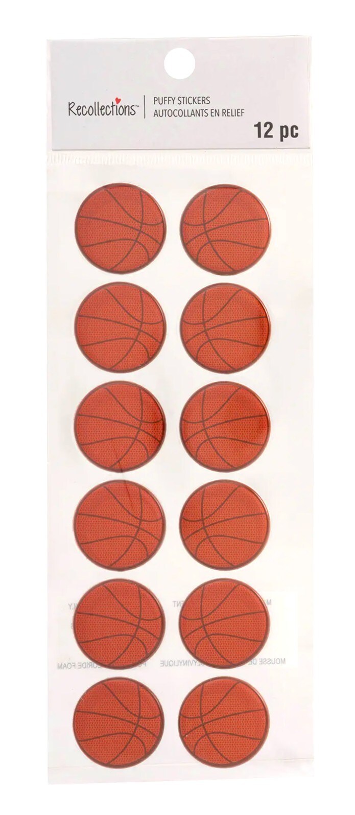 Recollections Basketball Puffy Stickers - SCRAPBOOKFARE