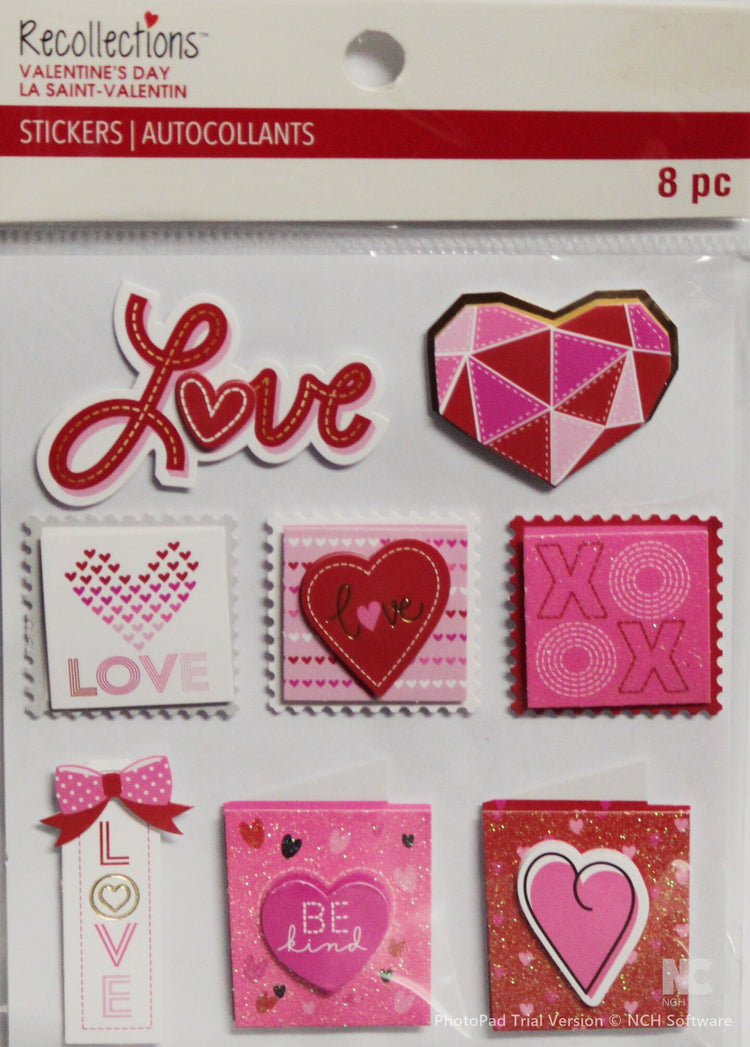 Recollections Valentine's Day Icons Dimensional Stickers - SCRAPBOOKFARE