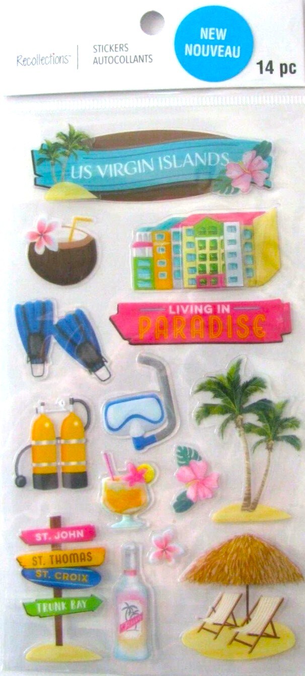 Recollections US Virgin Islands Dimensional Stickers - SCRAPBOOKFARE