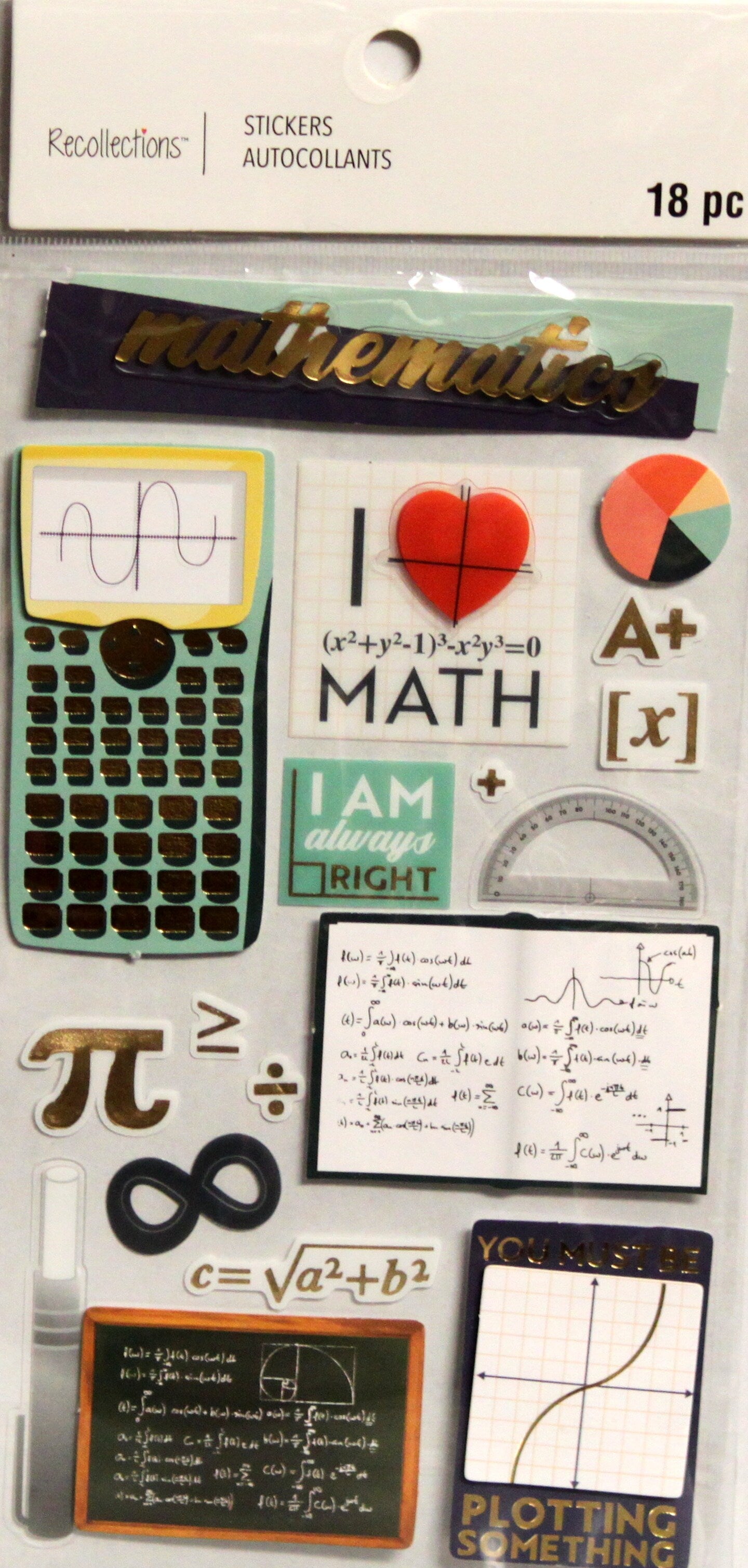 Recollections Math Dimensional Stickers - SCRAPBOOKFARE