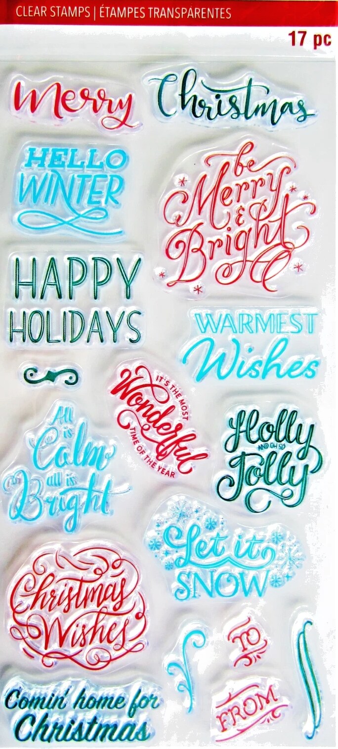 Recollections Christmas Phrases Clear Stamps - SCRAPBOOKFARE