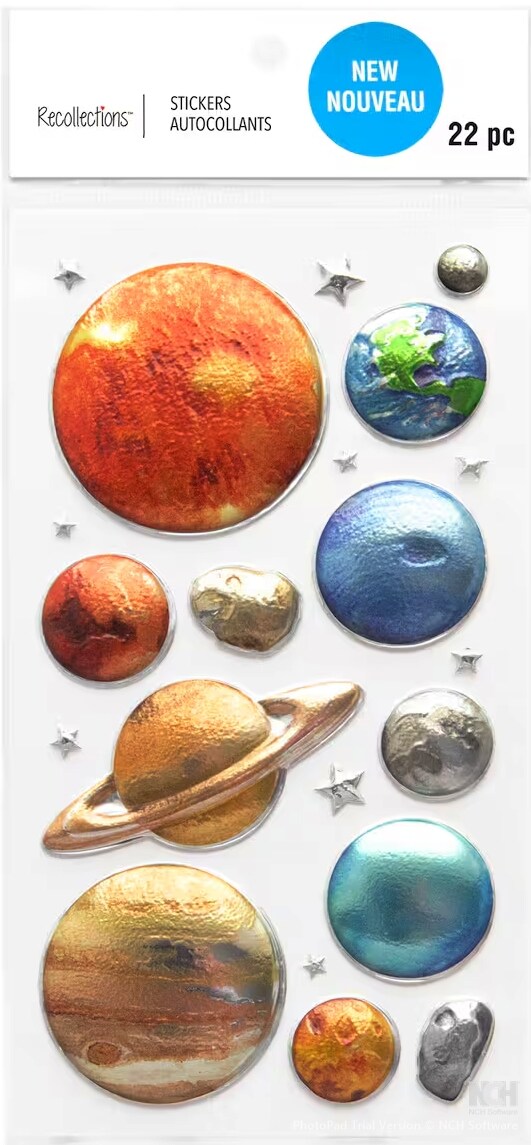 Recollections Solar System Dimensional Stickers - SCRAPBOOKFARE