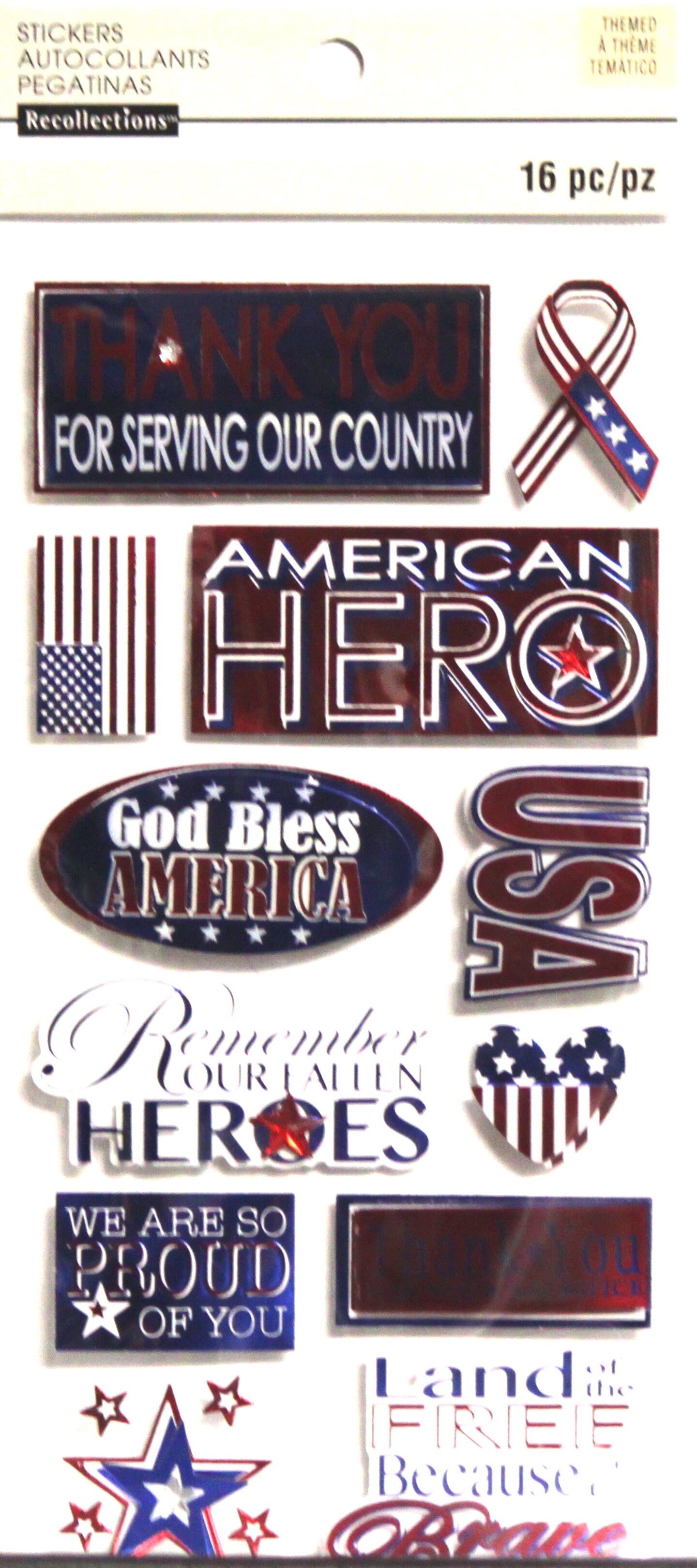 Recollections American Hero Dimensional Metallic Stickers - SCRAPBOOKFARE