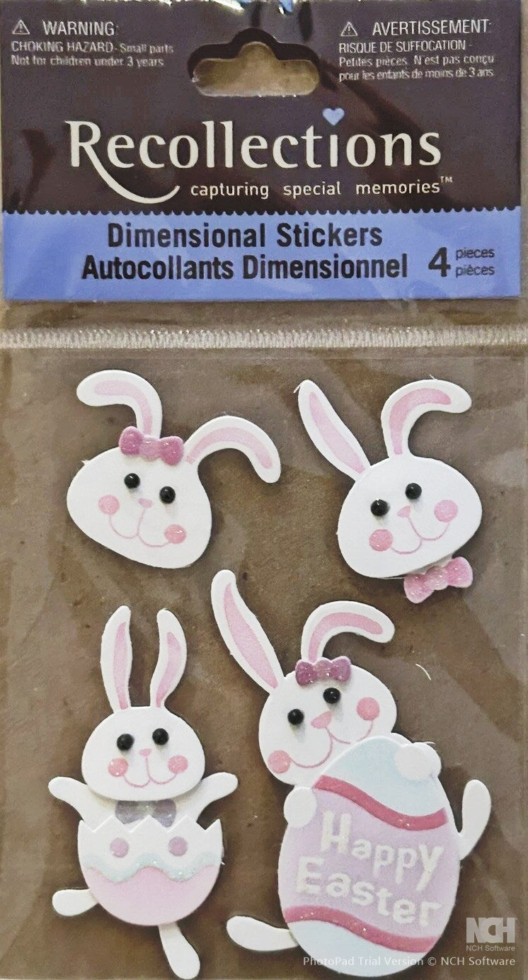 Recollections Easter Bunnies Dimensional Stickers - SCRAPBOOKFARE