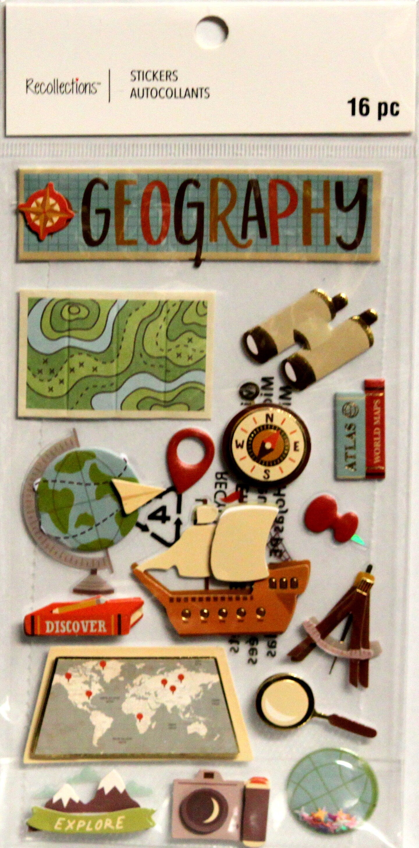 Recollections Geography Dimensional Stickers - SCRAPBOOKFARE