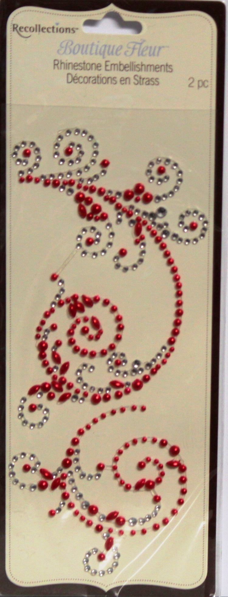 Recollections Boutique Fleur Red Rhinestone Embellishments-2 Pieces