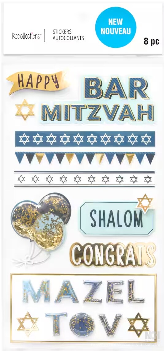 Recollections Bar Mitzvah Boy Dimensional Stickers - SCRAPBOOKFARE