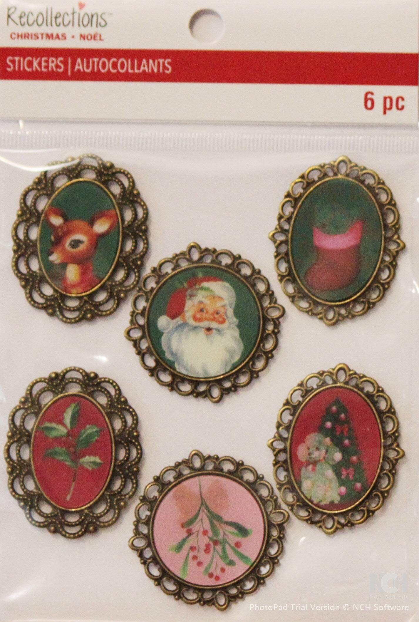 Recollections Vintage Christmas Metal Frames Dimensional Stickers - SCRAPBOOKFARE