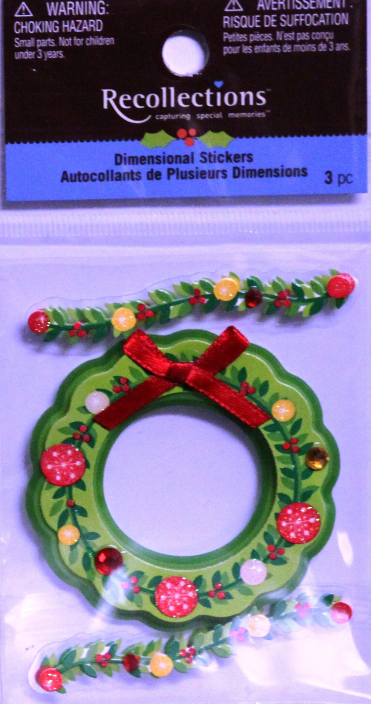 Recollections Christmas Wreath Vintage Stickers