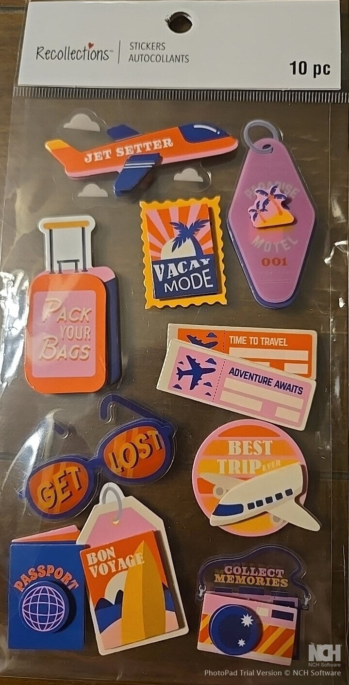 Recollections Jet Setters Dimensional Stickers - SCRAPBOOKFARE