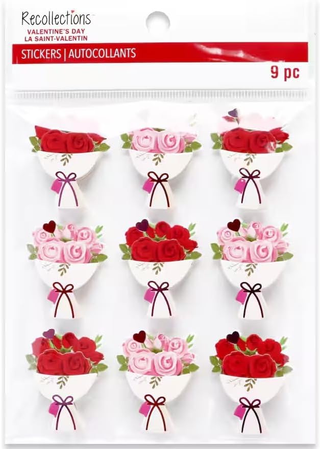 Recollections Roses Bouquets Dimensional Stickers - SCRAPBOOKFARE