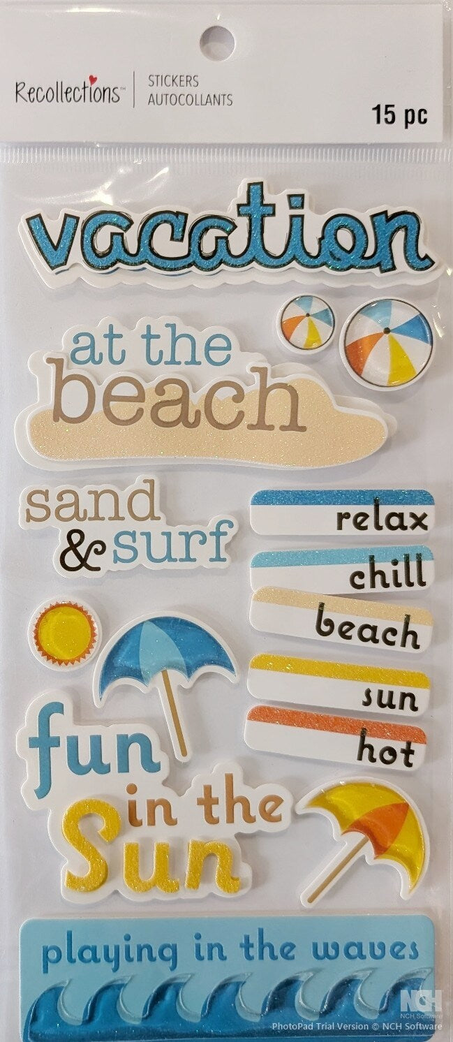 Recollections At The Beach Dimensional Stickers - SCRAPBOOKFARE