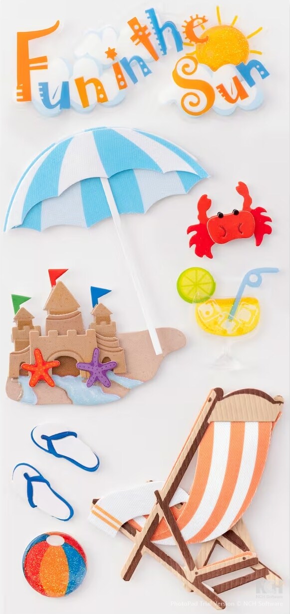 Recollections Fun In The Sun Dimensional Stickers - SCRAPBOOKFARE