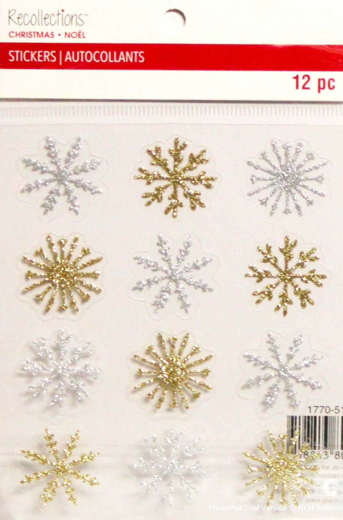 Recollections Glittered Snowflakes Stickers