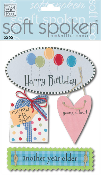 Me & My Big Ideas Soft Spoken Happy Birthday Dimensional Stickers