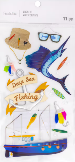 Recollections 11pc Deep Sea Fishing Dimensional Stickers
