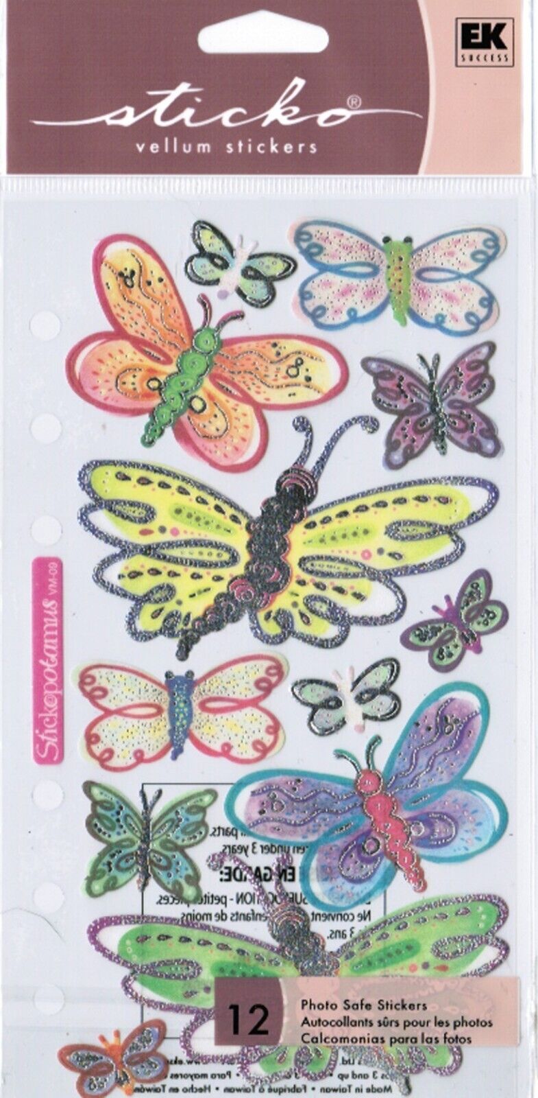 Sticko Vellum Metallic Butterflies Flat Stickers