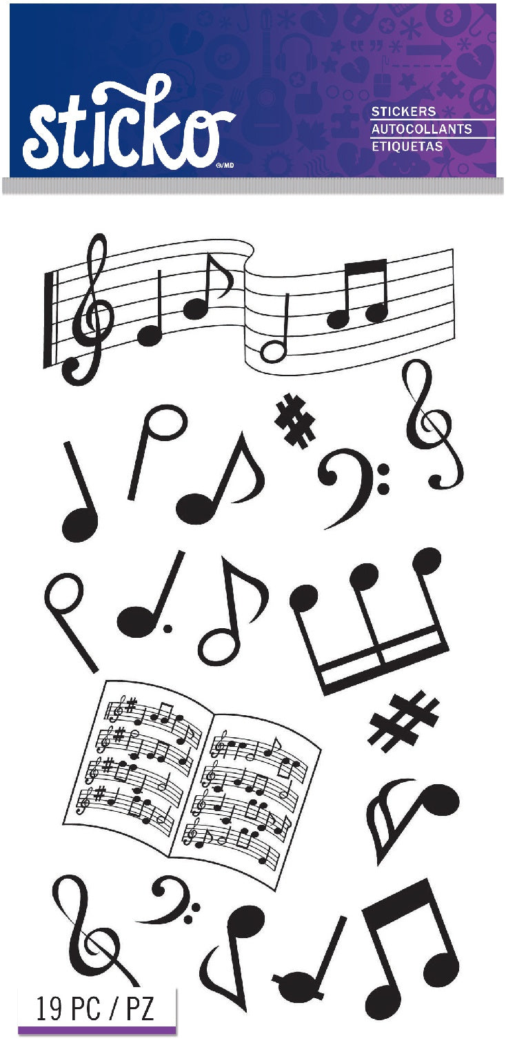 Sticko Silhouette Musical Notes Flat Stickers