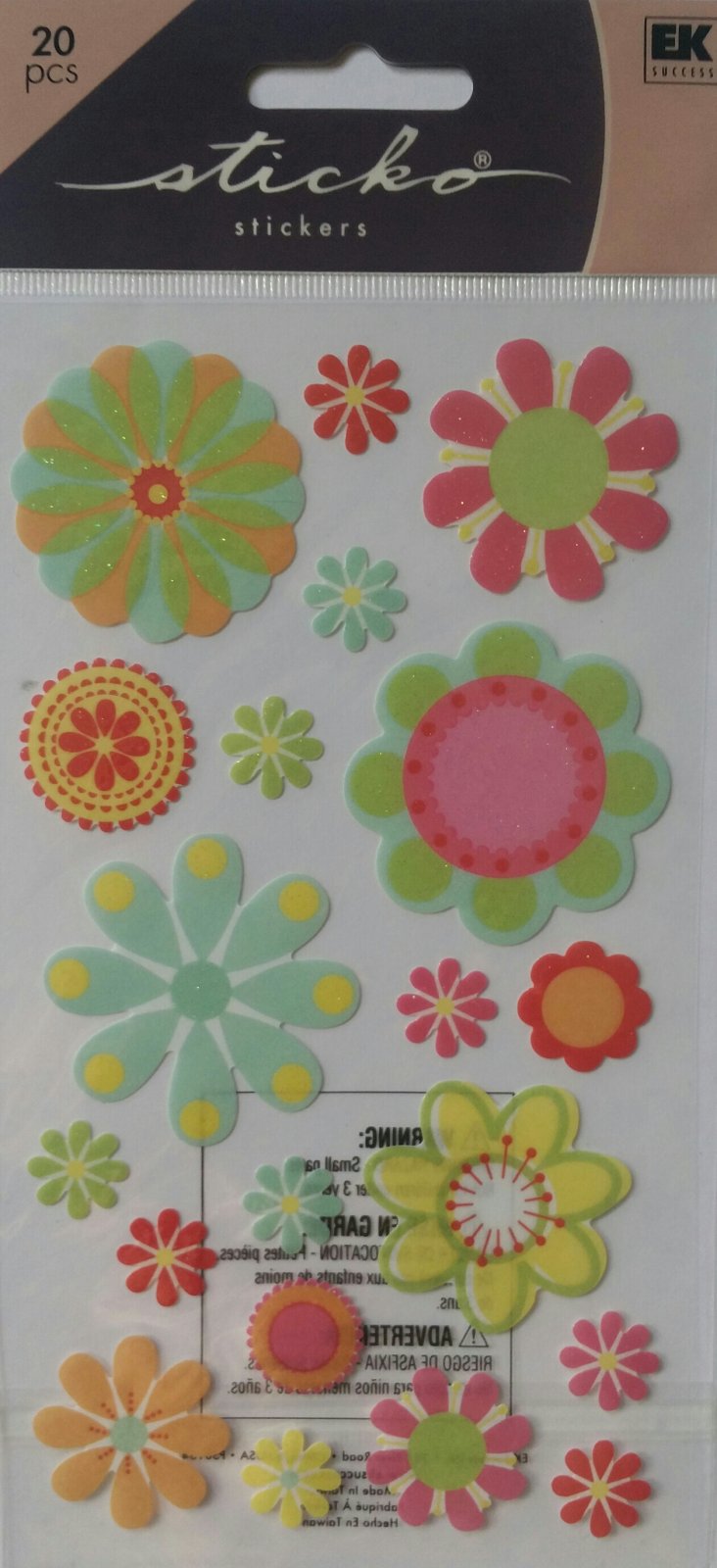 Sticko Pretty Floral Glitter Vellum Flat Stickers