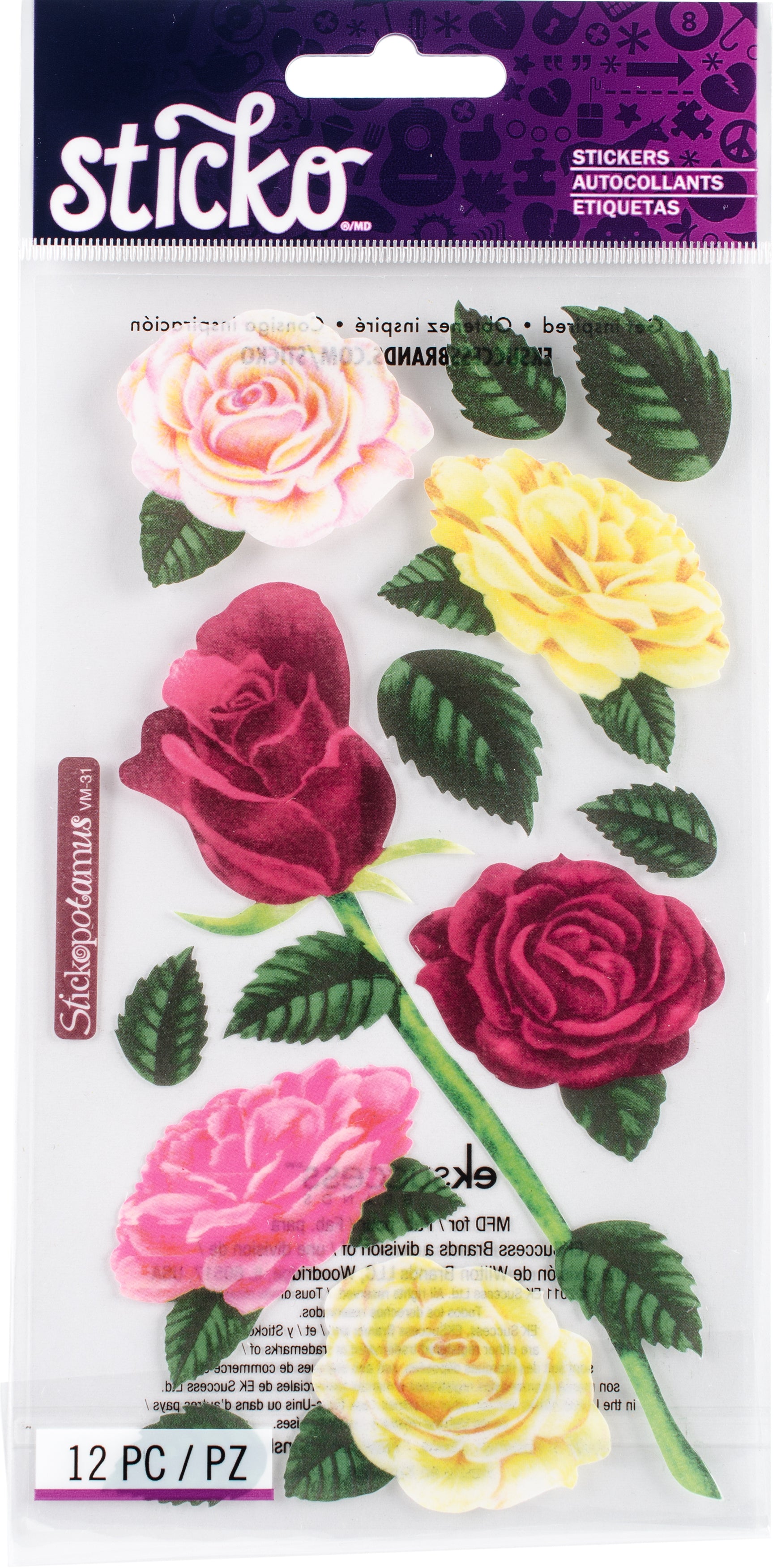Sticko Vellum Roses Flat Stickers