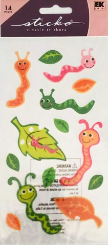 Sticko Worms Glitter Flat Stickers