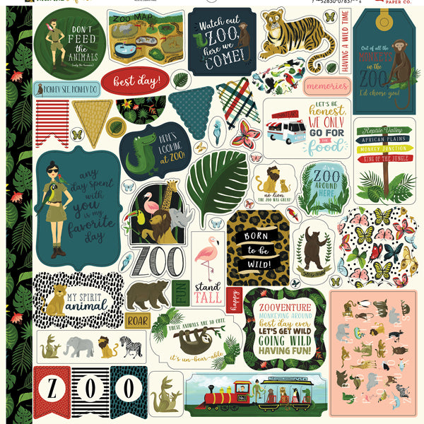 Echo Park Animal Safari 12 x 12 Cardstock Element Sticker Sheet