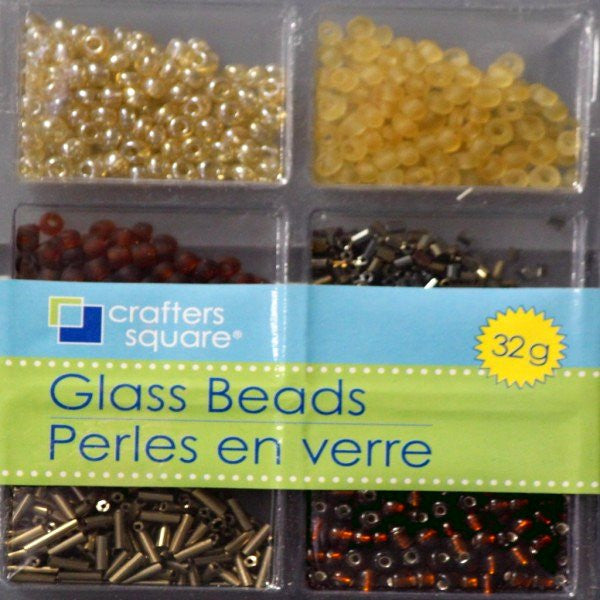 Crafters Square 32g Shades Of Cream & Brown Glass Beads Set - SCRAPBOOKFARE