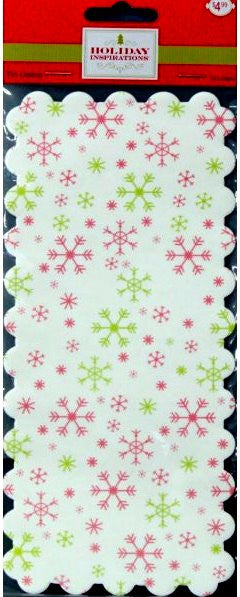 Holiday Inspirations Retangular Scalloped Red And Green Snowflakes Tin Liners Paper Doilies - SCRAPBOOKFARE
