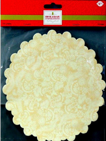 Holiday Inspirations Small Round Scalloped Yellow Floral Tin Liners Paper Doilies - SCRAPBOOKFARE