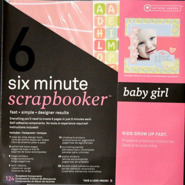 Autumn Leaves 12 x 12 Six Minute Scrapbooker Baby Girl Pages Kit - SCRAPBOOKFARE