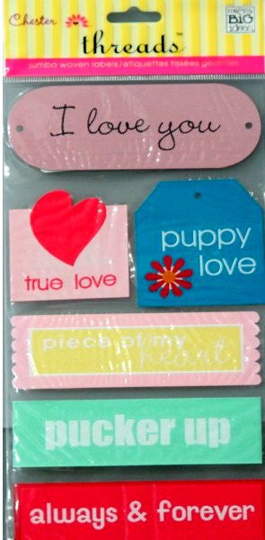 Me & My Big Ideas Chester Design Love Jumbo Woven Labels - SCRAPBOOKFARE