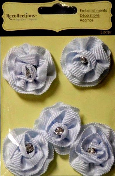 Recollections Signature Special Blue Ribbon Rhinestone Flowers Embellishments - SCRAPBOOKFARE