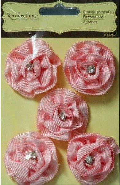 Recollections Signature Special Pink Ribbon Rhinestone Flowers Embellishments - SCRAPBOOKFARE