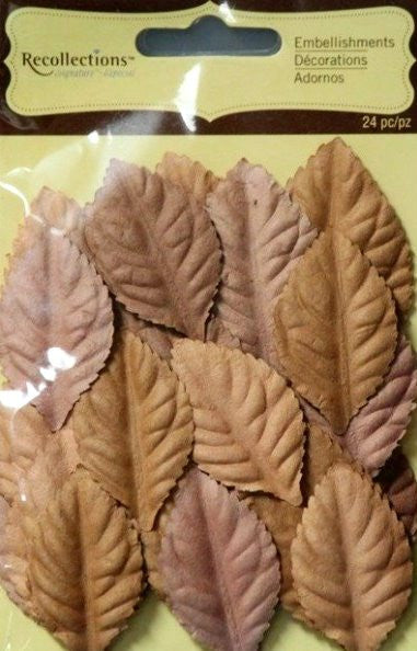 Recollections Signature Special Brown Paper Leaves Embellishments - SCRAPBOOKFARE