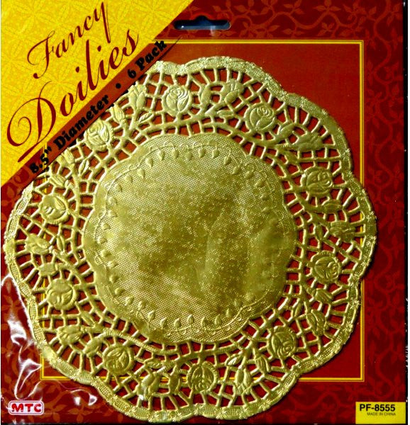 Gold Foil 8.50" Diameter Fancy Paper Doilies 6 PK - SCRAPBOOKFARE