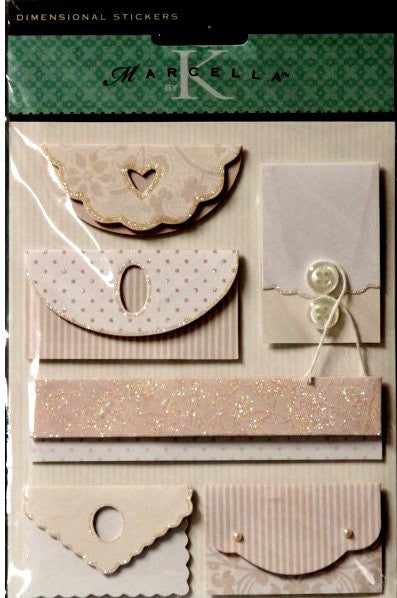 K & Company Marcella K Folding Wedding Tags Dimensional Stickers - SCRAPBOOKFARE