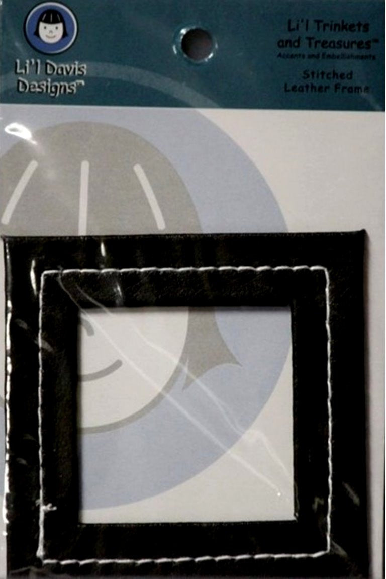Li"l Davis Designs Li'l Trinkets And Treasures Black Stitched Leather Frame - SCRAPBOOKFARE
