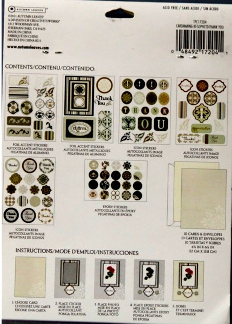 Autumn Leaves Thank You Cardmaking Kit - SCRAPBOOKFARE