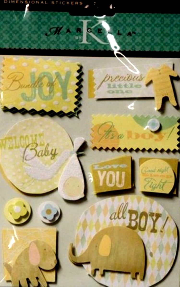 K & Company Marcella K Butterbean Baby Boy Dimensional Stickers - SCRAPBOOKFARE