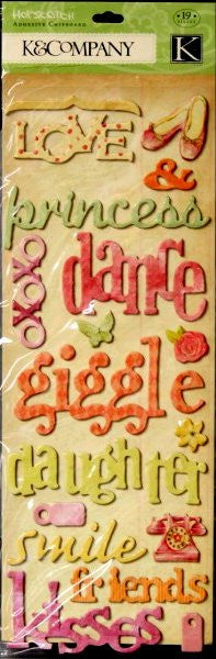 K & Company Hopscotch Girl Words Adhesive Chipboard Stickers Embellishments - SCRAPBOOKFARE