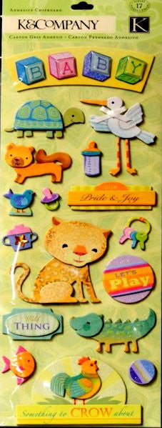 K & Company MP Baby Adhesive Chipboard Stickers Embellishments - SCRAPBOOKFARE