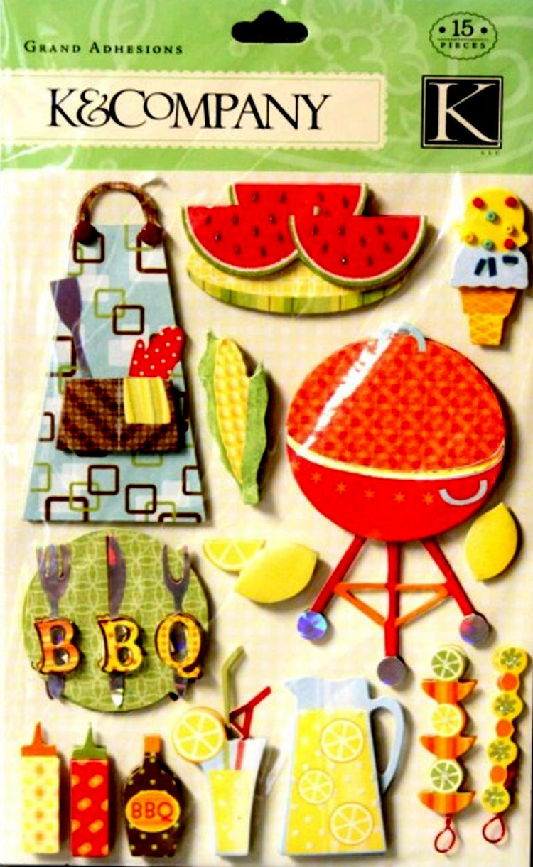 K & Company BBQ Grand Adhesions Dimensional Stickers - SCRAPBOOKFARE
