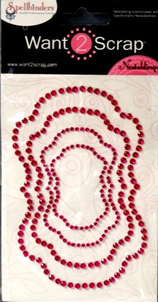 Spellbinders Want 2 Scrap Nestabling Hot Pink Rhinestone Adhesive Frames Embellishments